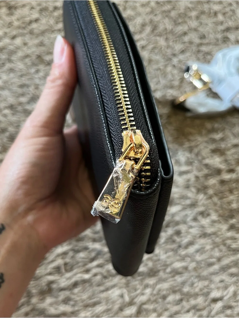 HOUSE OF LITTLEBUNNY Black Crossbody Wallet with Gold Hardware - NWT